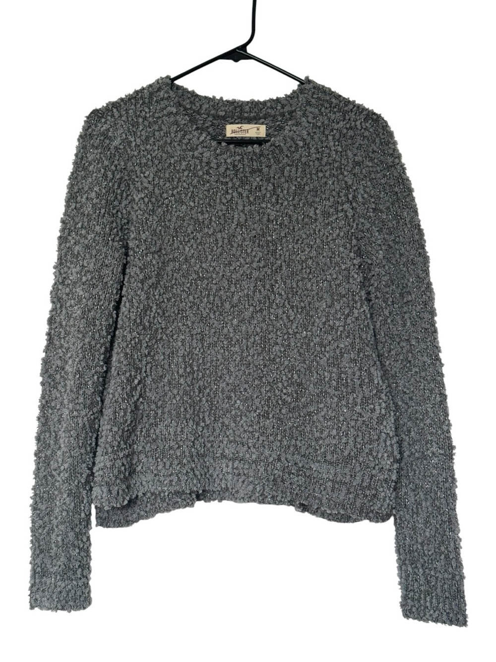 Hollister Charcoal Gray Long-sleeve Chunky Sparkle Sweater - Medium